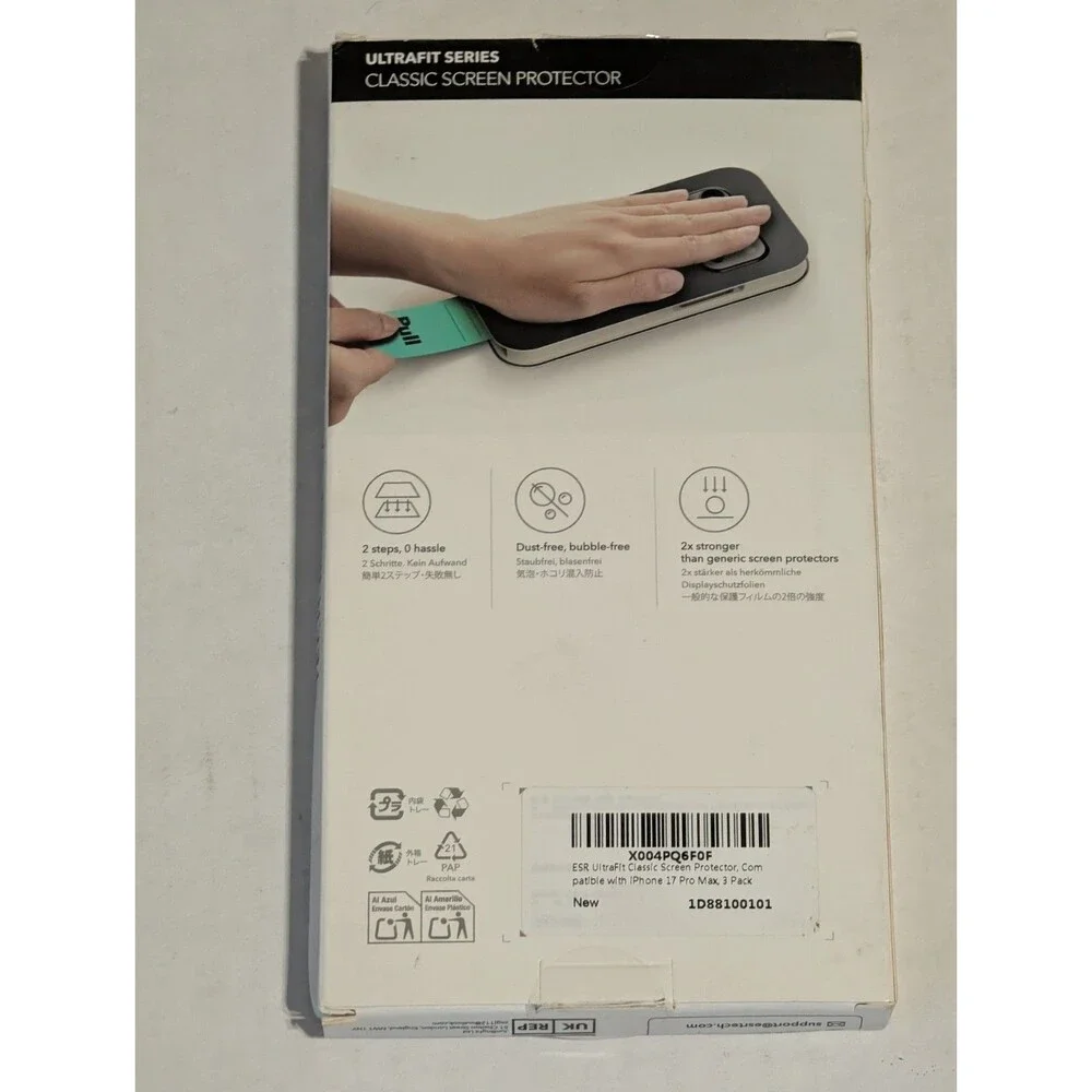 ESR UltraFit Screen Protector iPhone 17 Pro Max Tempered Glass 3 Pack New